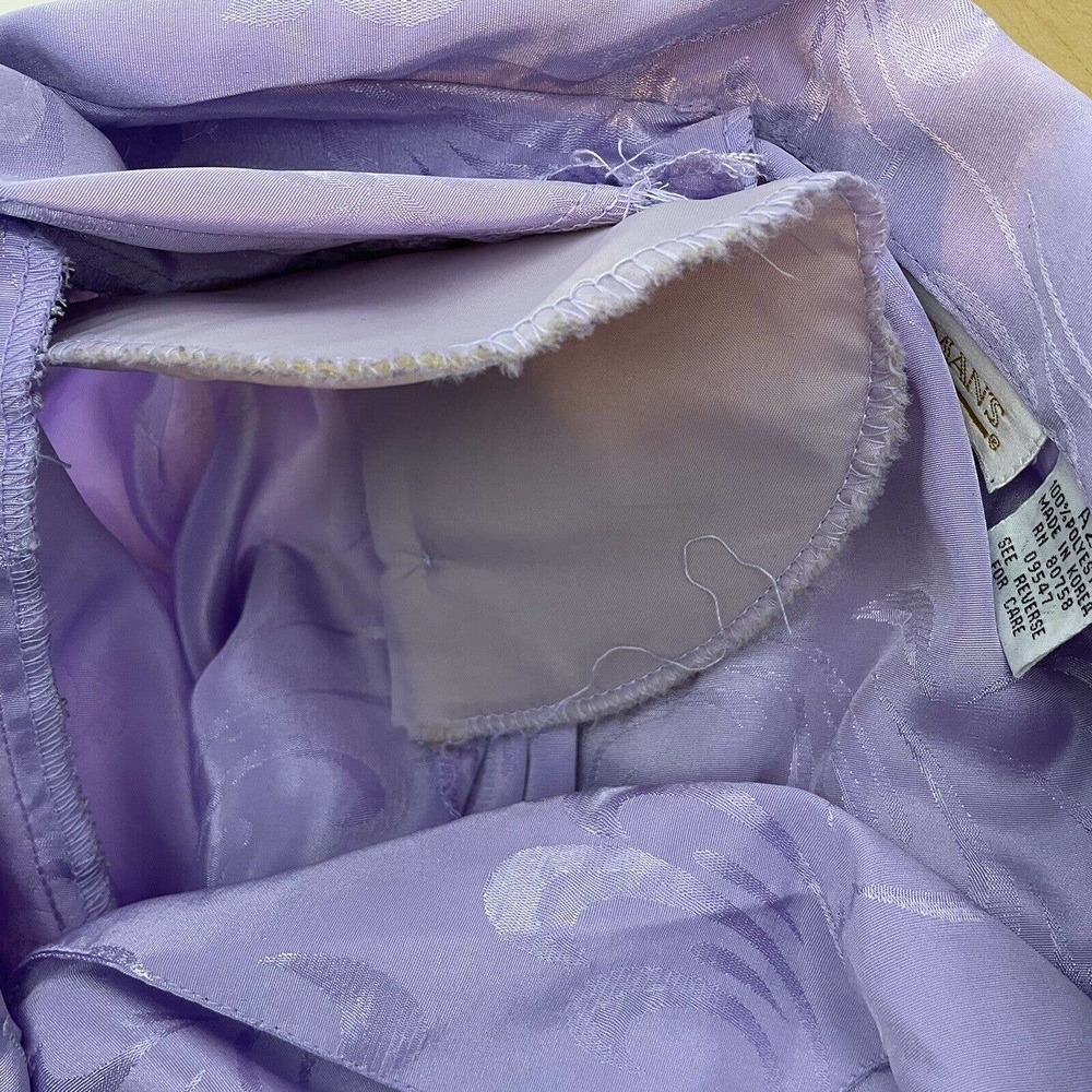 vintage blouse lavender satin button up - Picture 8 of 9
